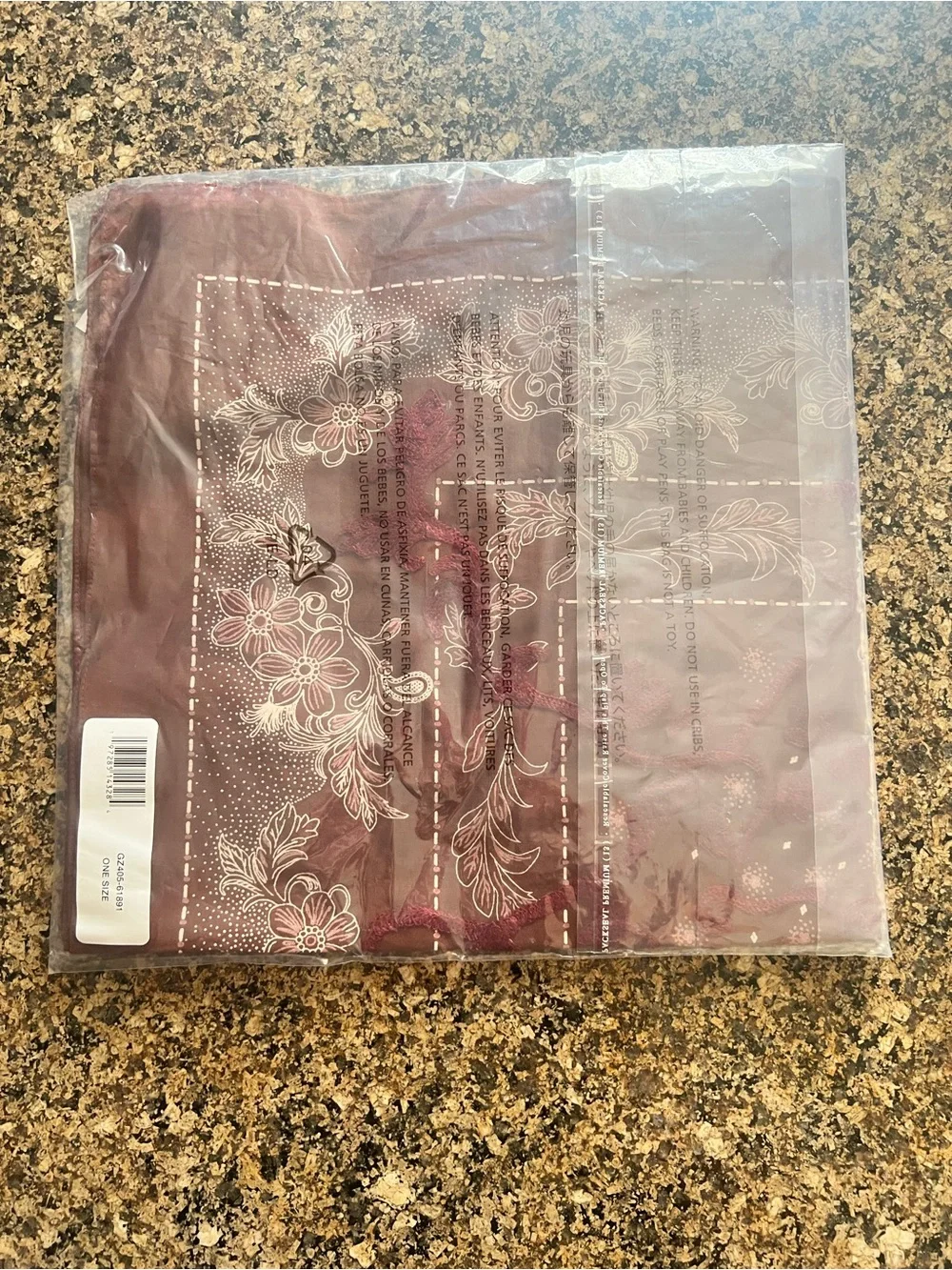 NWT Pendleton Embroidered Bandana Raisin Floral Cotton Scarf Western Boho - red
